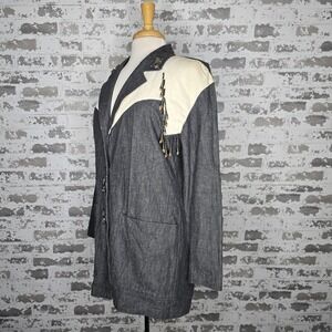 Vintage‎ PG Collections Ginger Bort Womens Western Denim Blazer Beaded Sz 4 USA